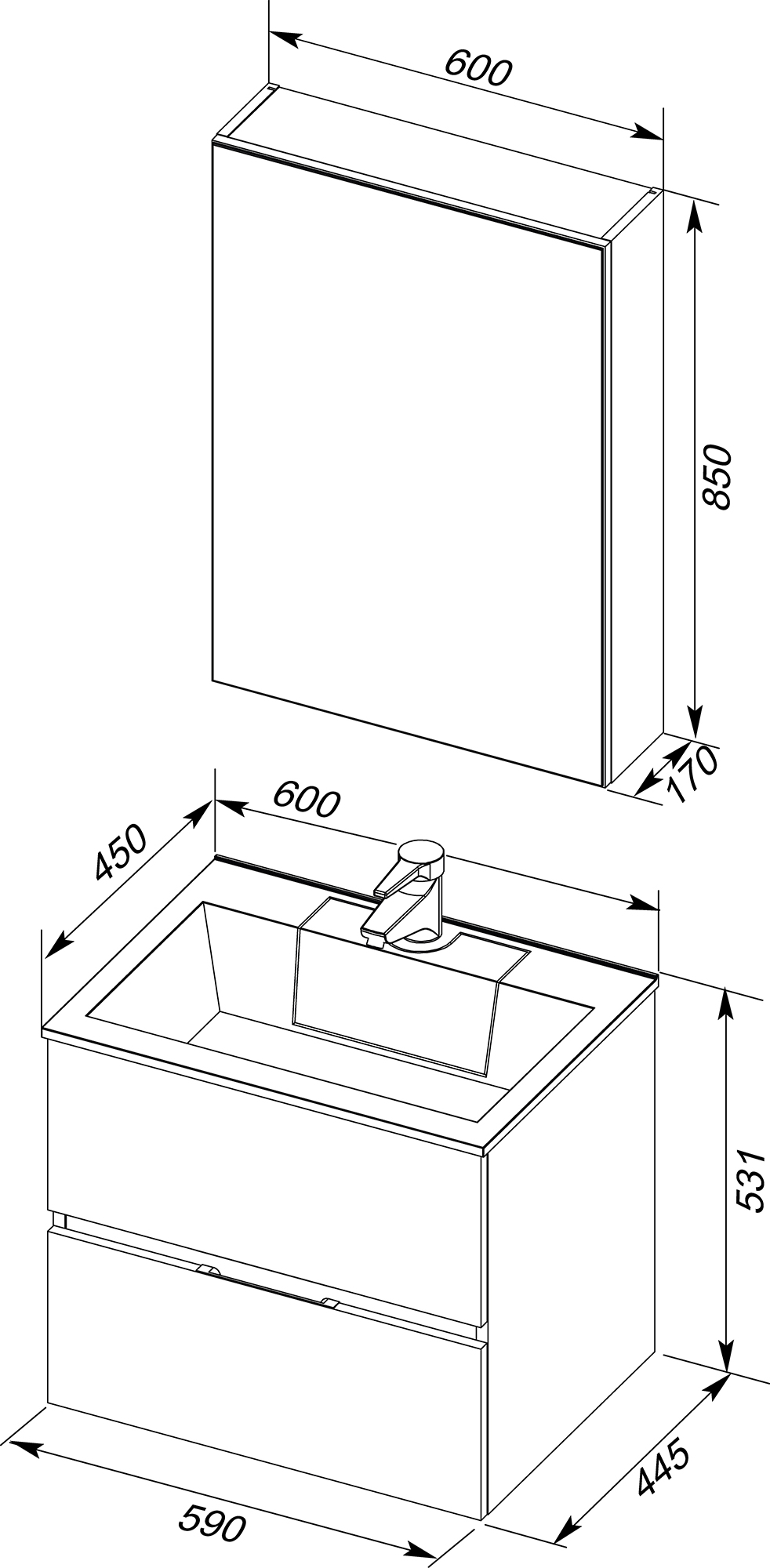 Мебель для ванной Aquanet Алвита 60 серый антрацит - 5