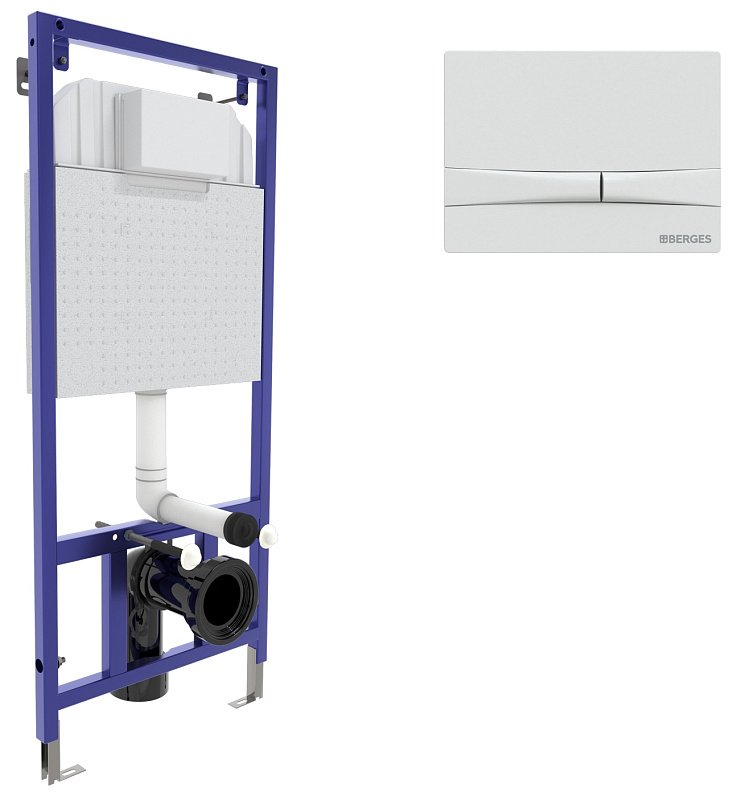 Инсталляция для унитазов Berges Novum с белой кнопкой смыва 040254 - 0