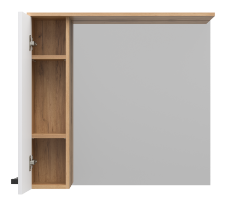 Зеркало-шкаф Misty Крафт 80 левое белое - светлое дерево П-Кра-02080-011Л - 1