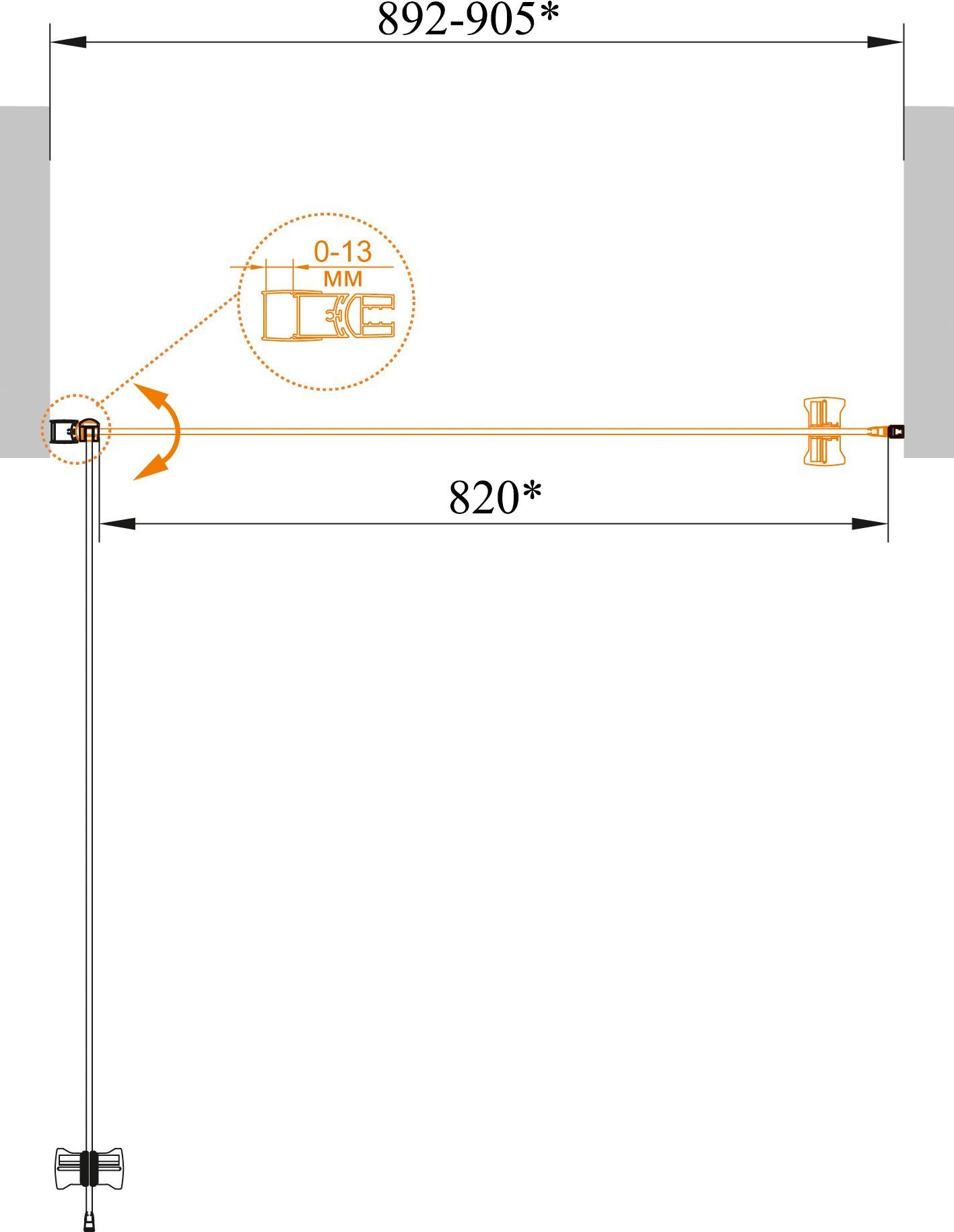 Душевая дверь в нишу Cezares ECO-O-B-1-90-P-Cr стекло punto - 4