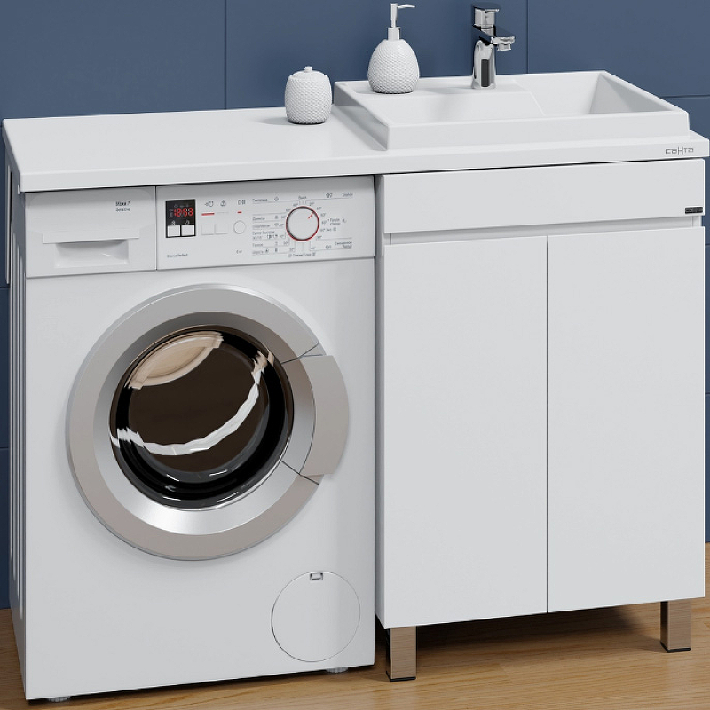 Тумба под раковину над стиральной машиной Санта Марс 59 белый 700304 - 2