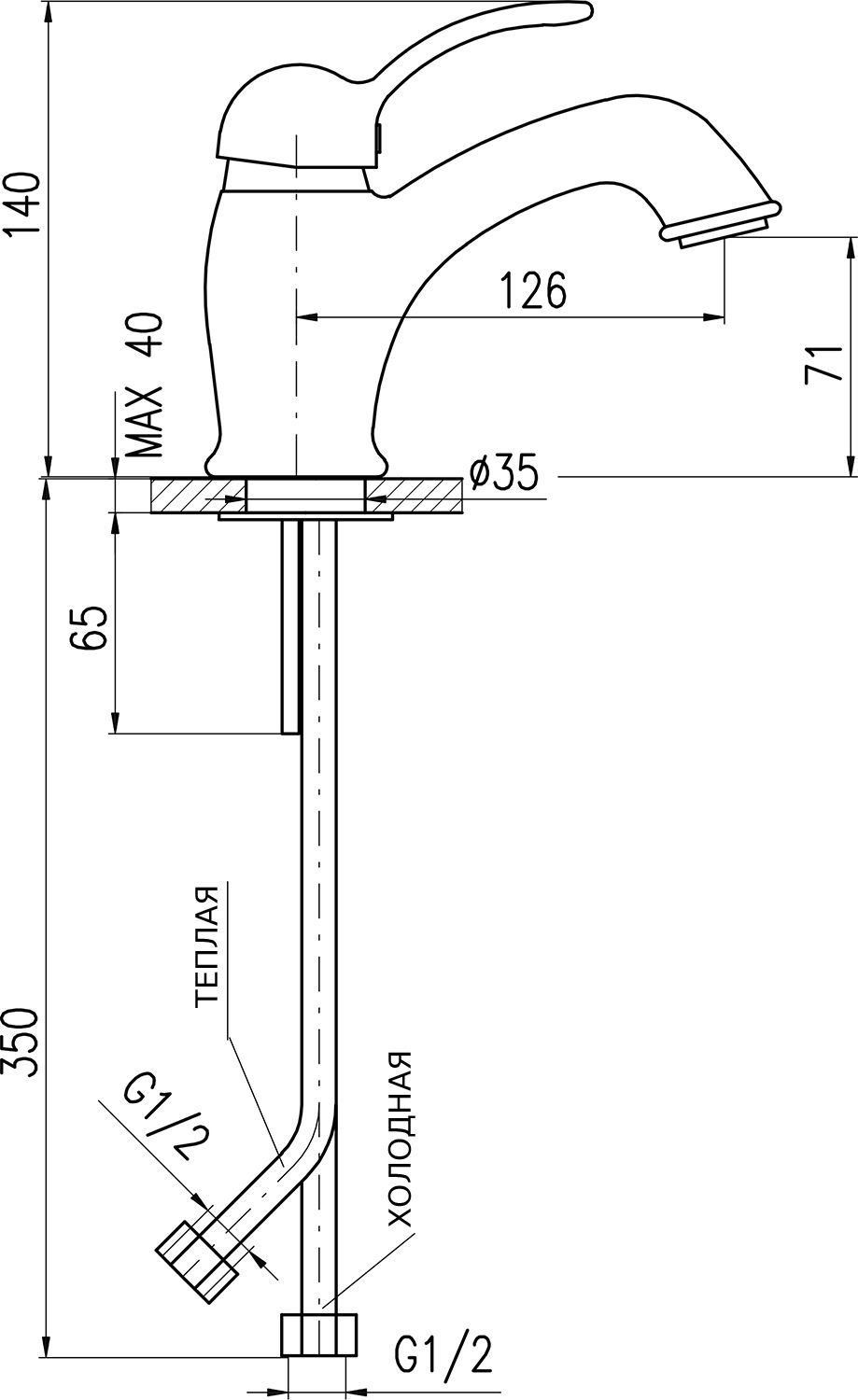 Смеситель для раковины Rav Slezak Labe хром L026.5 - 2