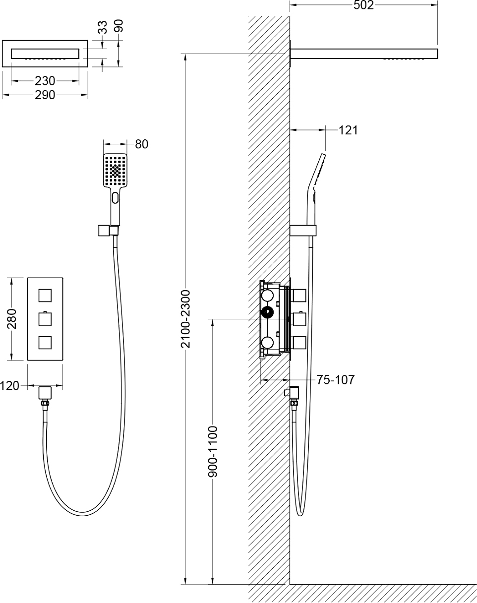 Душевой комплект Timo Petruma SX-5039/03SM черный - 1