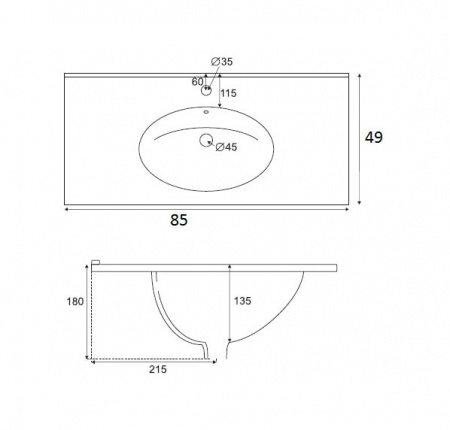 Мебельная раковина Cezares Star 95 белый  LI95 - 1