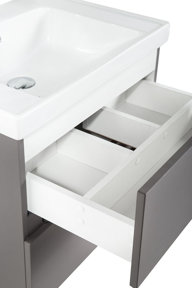 TECHNO База под раковину подвесная с двумя выкатными ящиками, Смоки софт AM-Techno-900-2C-SO-ZB815 - 3