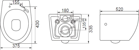 Комплект унитаза с инсталляцией BelBagno Prospero с сиденьем микролифт и кнопкой смыва белый глянцевый BB507B/BB1055SC/BB002-80/BB005-PR-CHROME - 8