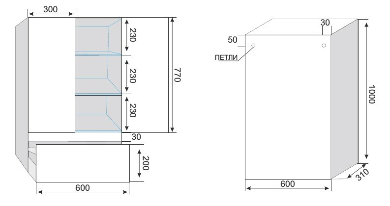Шкаф Style Line Атлантика 100 старое дерево с ящиком СС-00002225 - 1