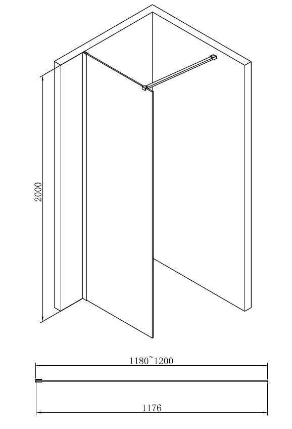 Душевая перегородка ABBER Immer Offen AG61120B - 2