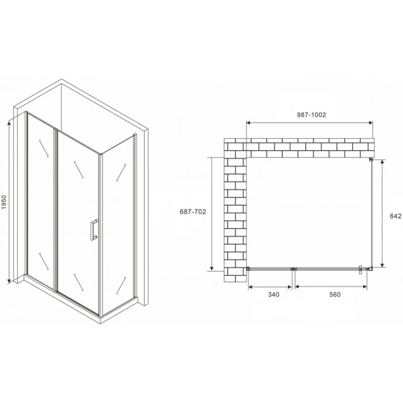 Душевой уголок Abber Sonnenstrand 100х70 хром стекло матовое AG04100MS-S70M - 1