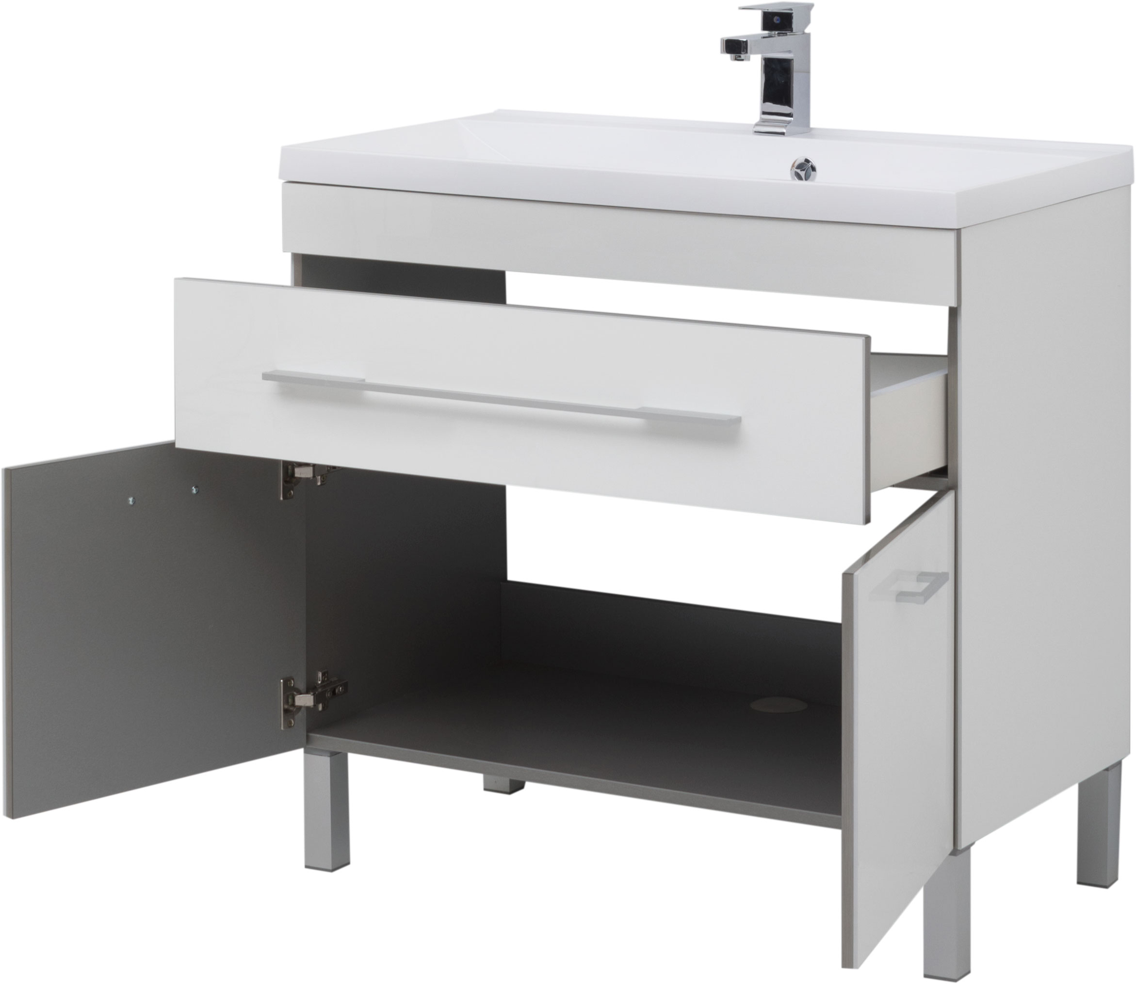 Мебель для ванной Aquanet Верона 90 белая, 1 ящик, 2 двери - 6