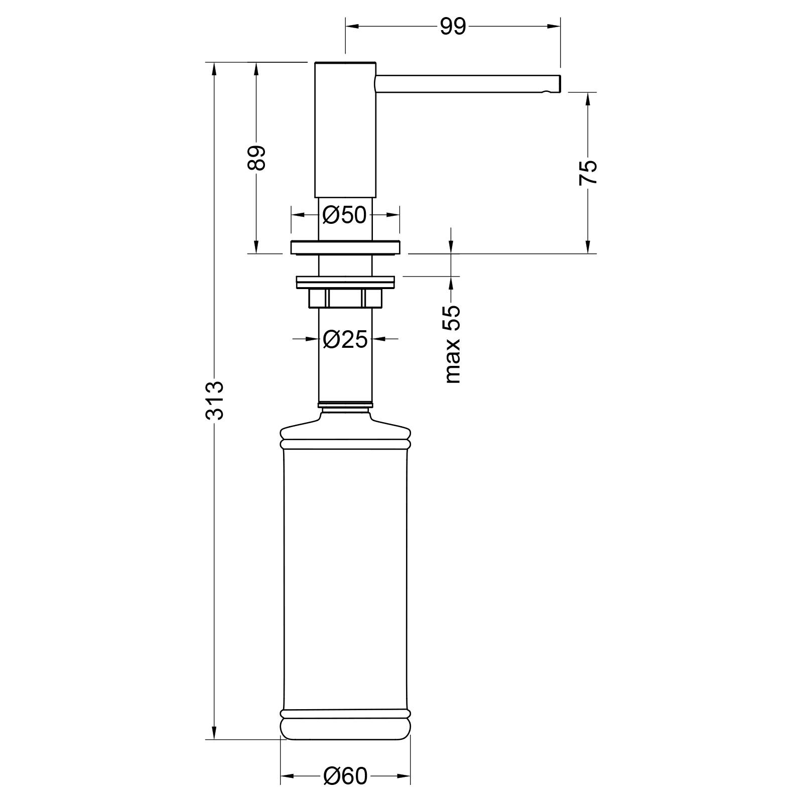 Дозатор встраиваемый Timo Saona  13139/03 - 1