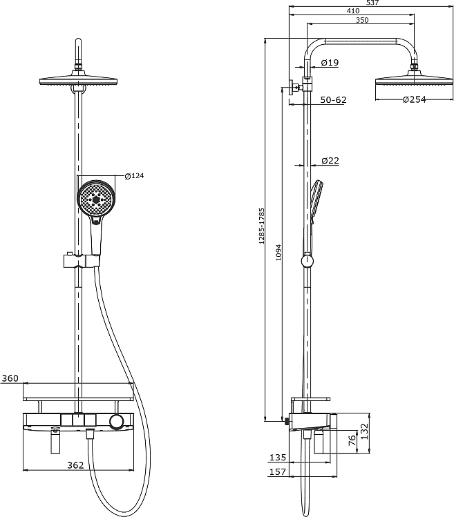Душевая стойка Lemark Tropic c термостатом LM7011C - 2