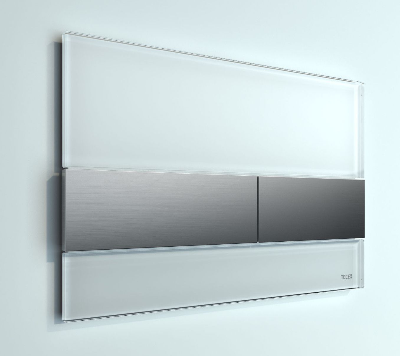 Кнопка смыва TECE Square 9240801 белое стекло, кнопка сатин - 1