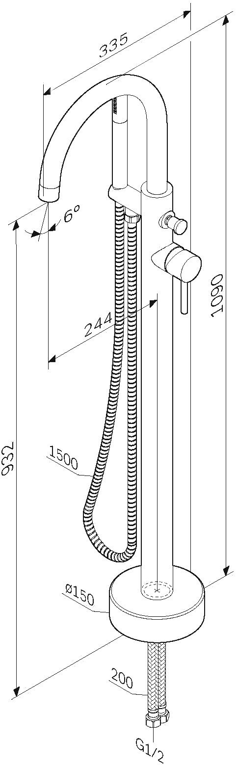 Смеситель AM.PM Sense F7514100 для ванны с душем, напольный - 8