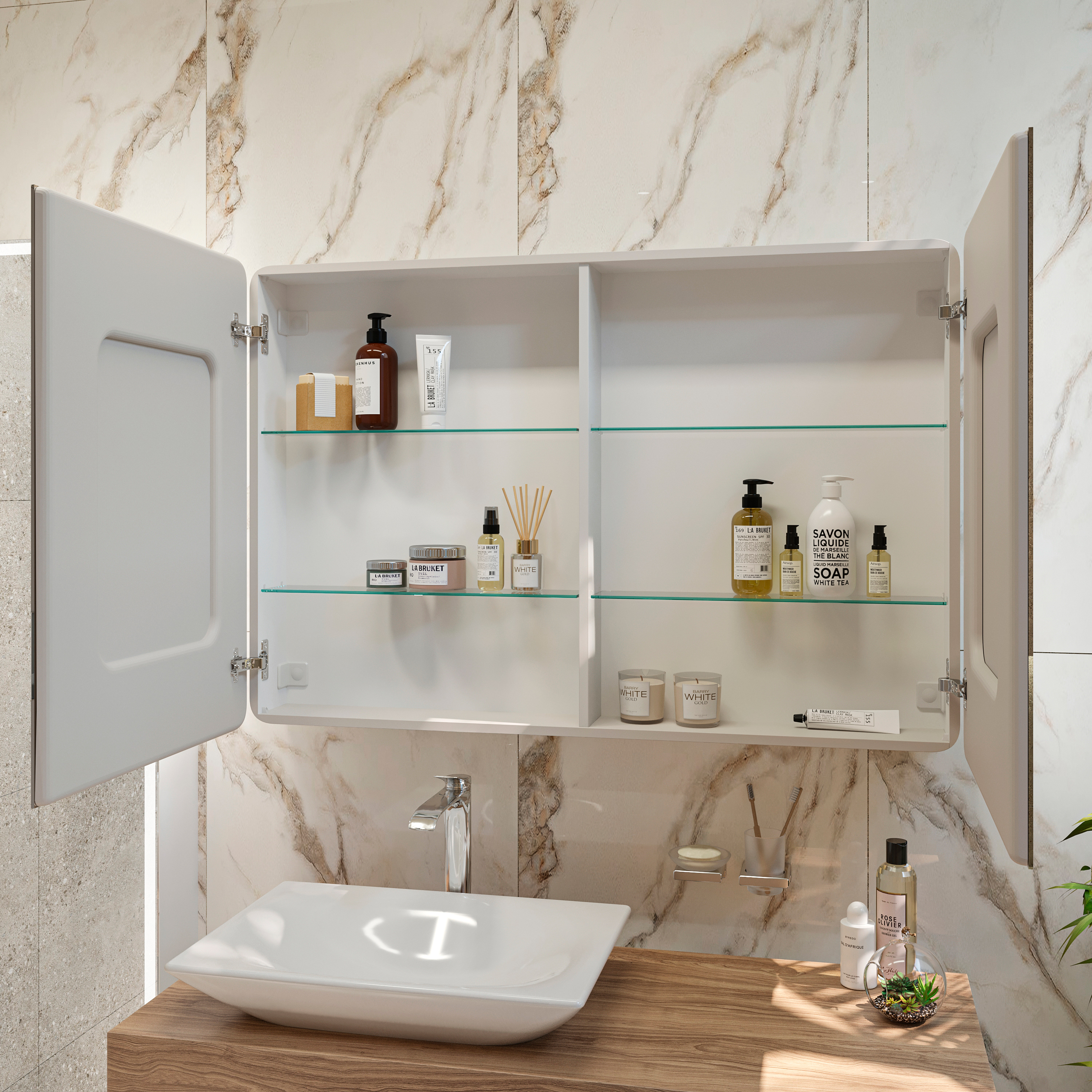 Зеркало-шкаф STWORKI Ольборг МВК078 120, с подсветкой, прямоугольный, большой, навесной, в стиле лофт, с розеткой - 6