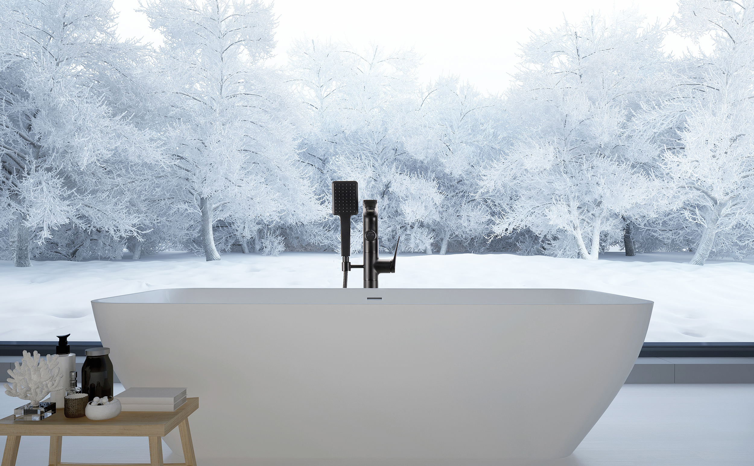 Смеситель Lemark Bronx напольный, для ванны с душем, черный LM3744BL - 1