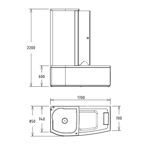 Акриловая ванна Gemy 170х85 белый  G8040 C L - 3