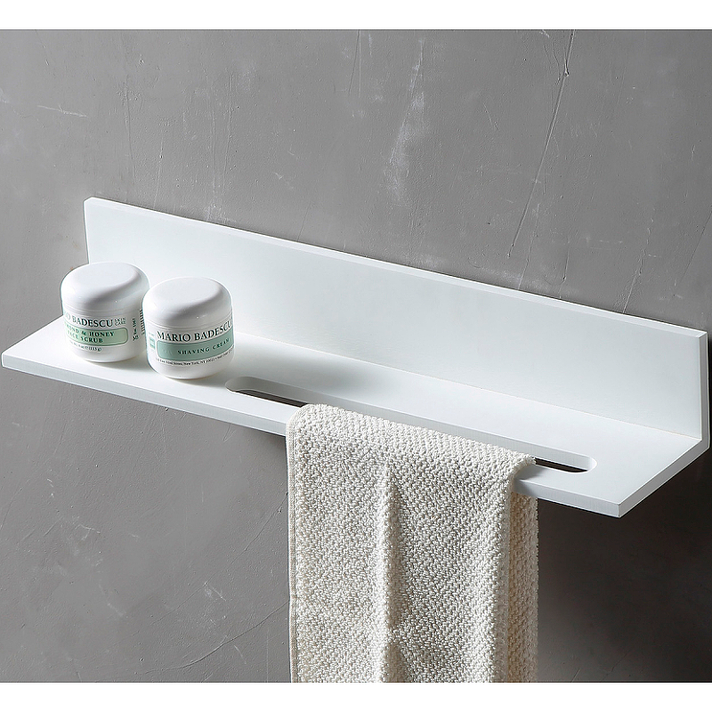 Полка с полотенцедержателем для ванной комнаты Abber Stein белая матовая AS1655 - 0