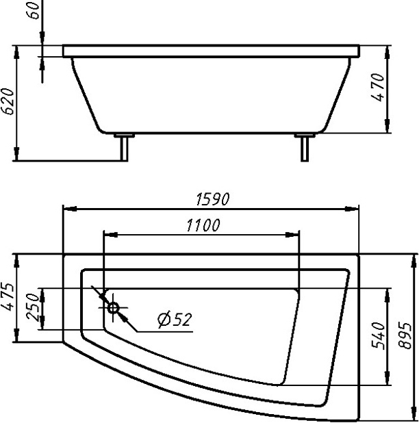 Ванна из искусственного камня Фэма Доминика 160 ДОМИНИКА-160 - 4