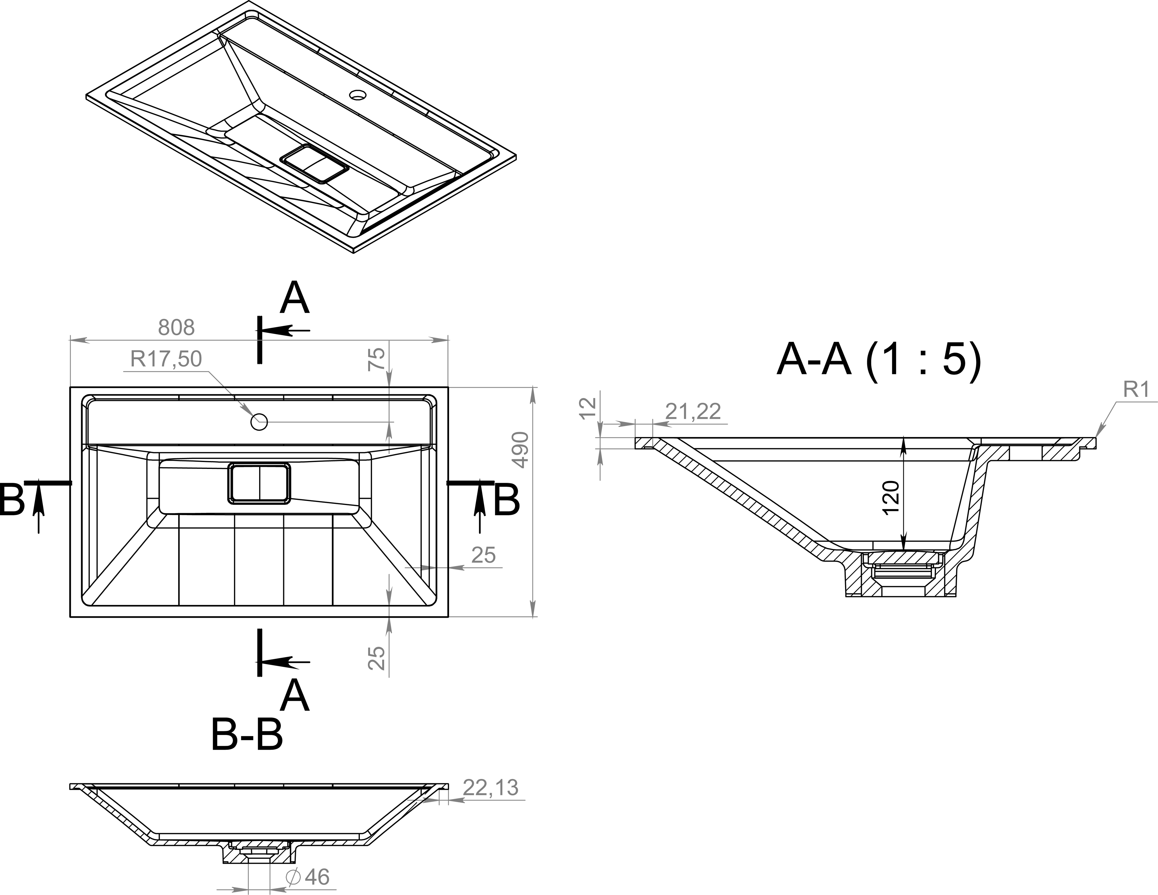 Тумба с раковиной Am.Pm Inspire V2.0 80 элегантный серый - 9