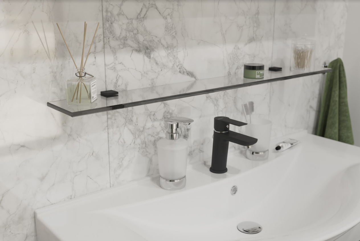 Полка STWORKI Glass Shelf 90 полкодержатели черные 3GW265TTKK000 - 2