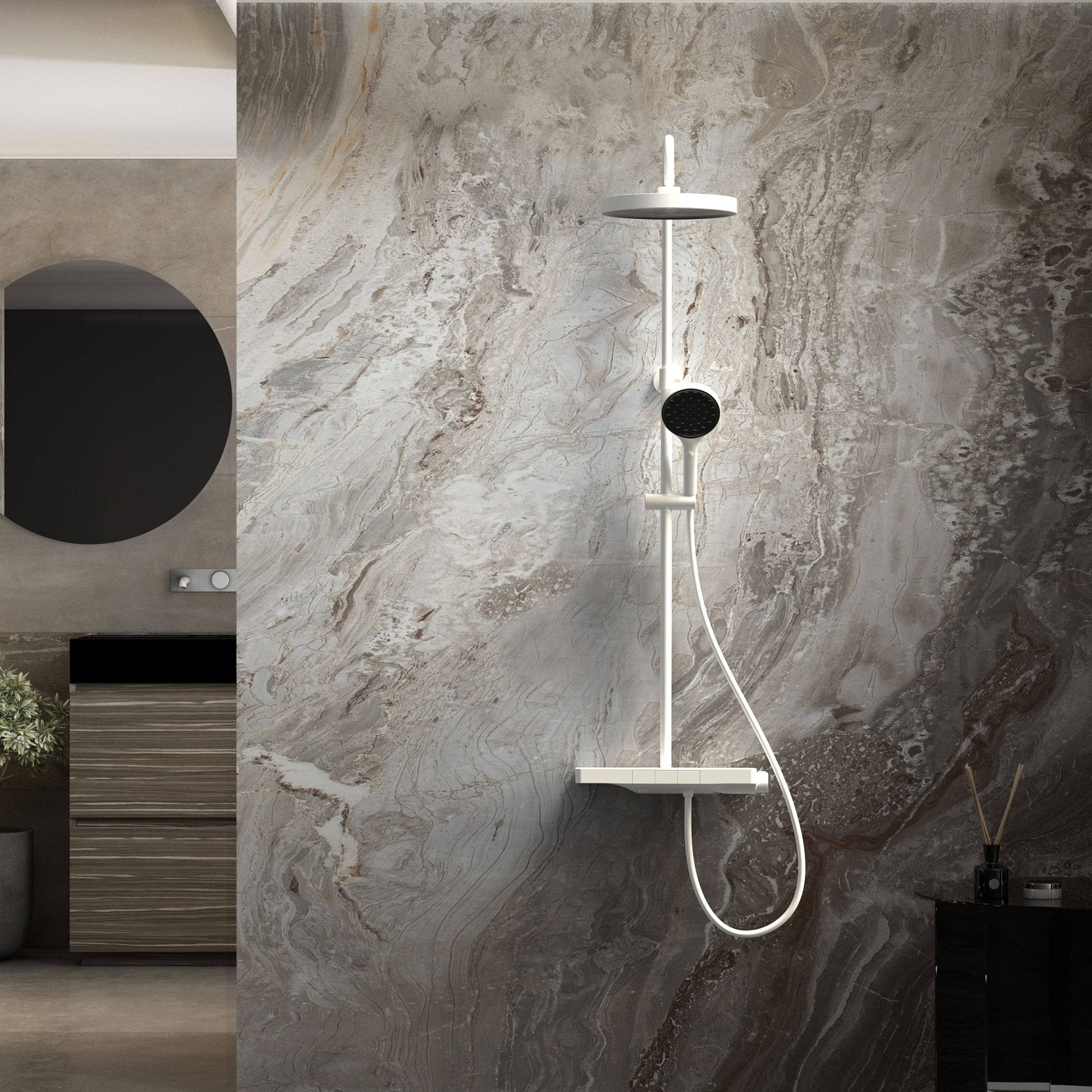 Душевая стойка Vincea Inspire термостатическая белый VSFS-3I12TW - 4