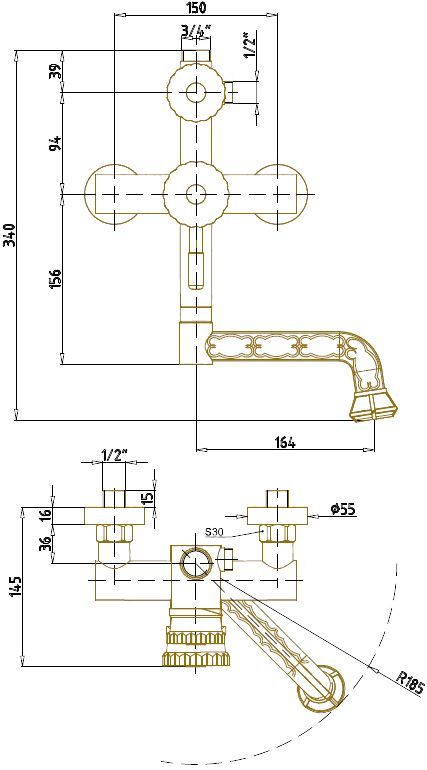 Душевая стойка Bronze de Luxe Windsor  10120PF - 3