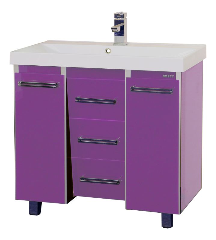 Джулия QVATRO -105 Тумба с 3 ящ. конус сиреневая Л-Джк01105-1510Ко3 - 0