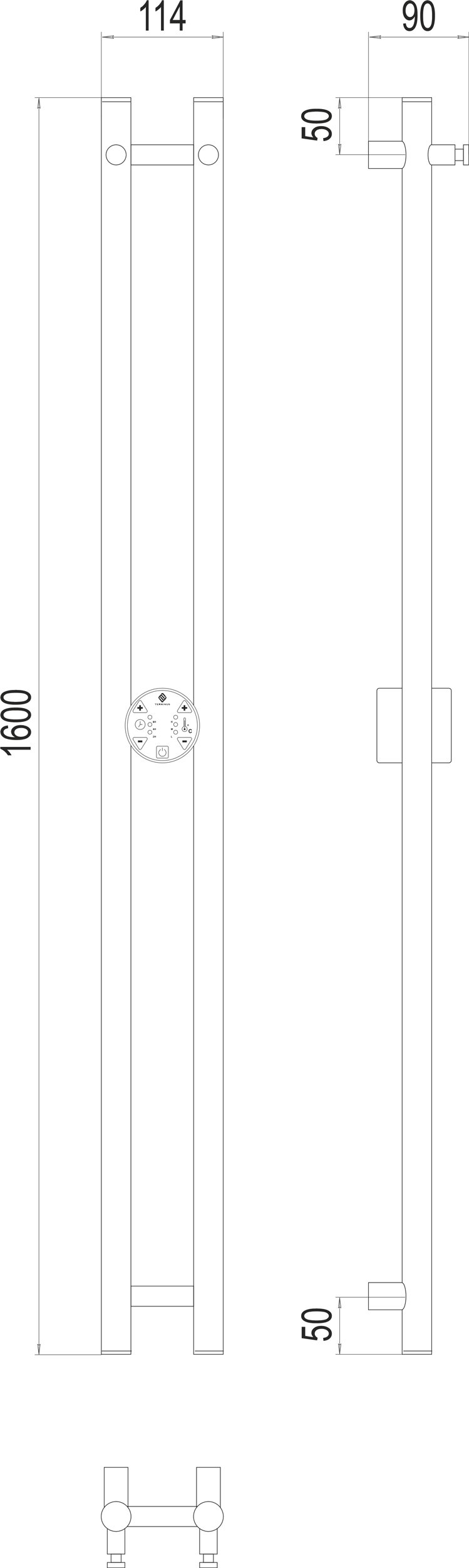 Электрический полотенцесушитель Terminus Дуо круг 114х1600 Хром 4670078528308 - 2