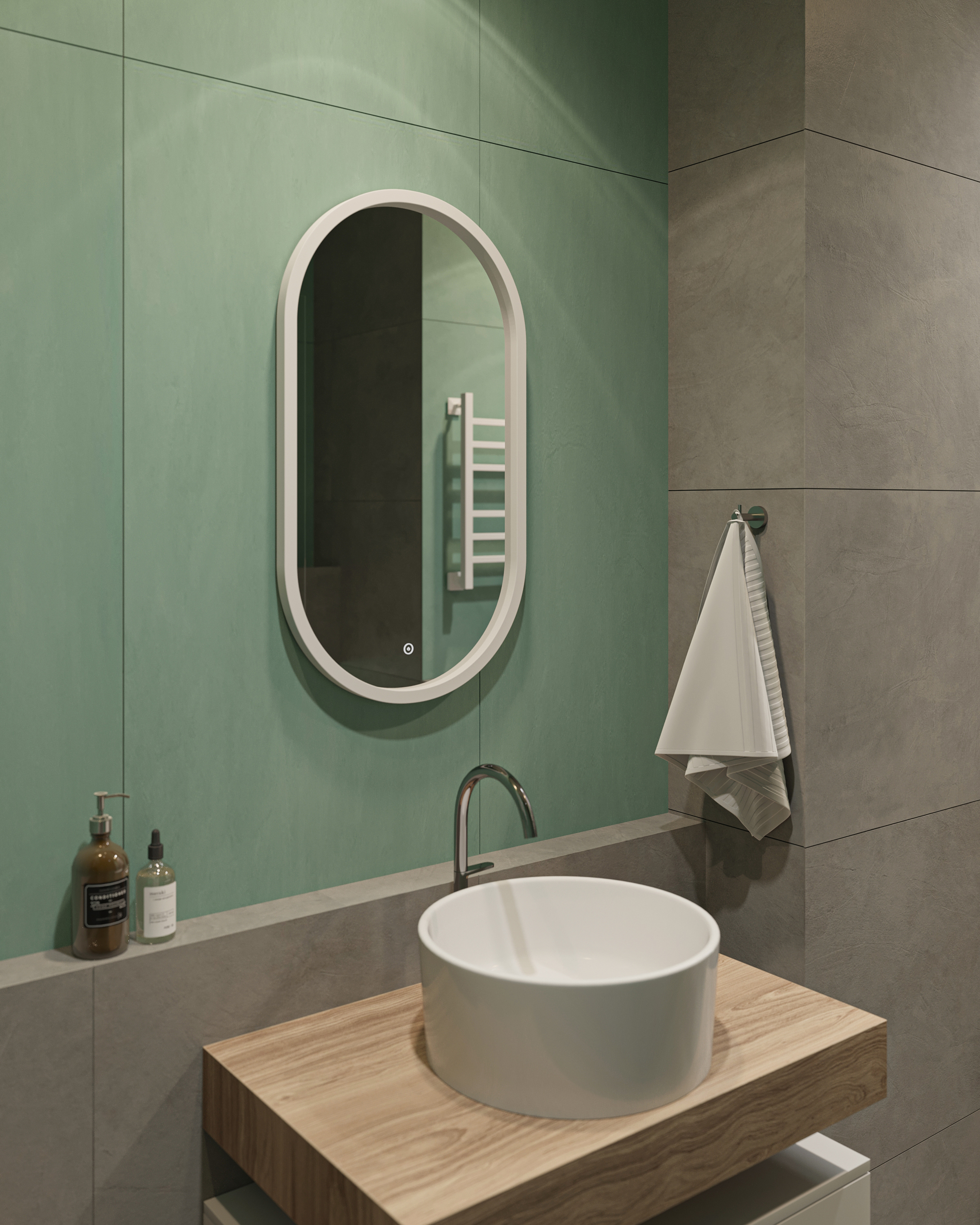 Зеркало DIWO Казань 45 белое, с подсветкой сенсорной, овальное, белое, изМДФ, в современном стиле ЗЛП1722 - 4