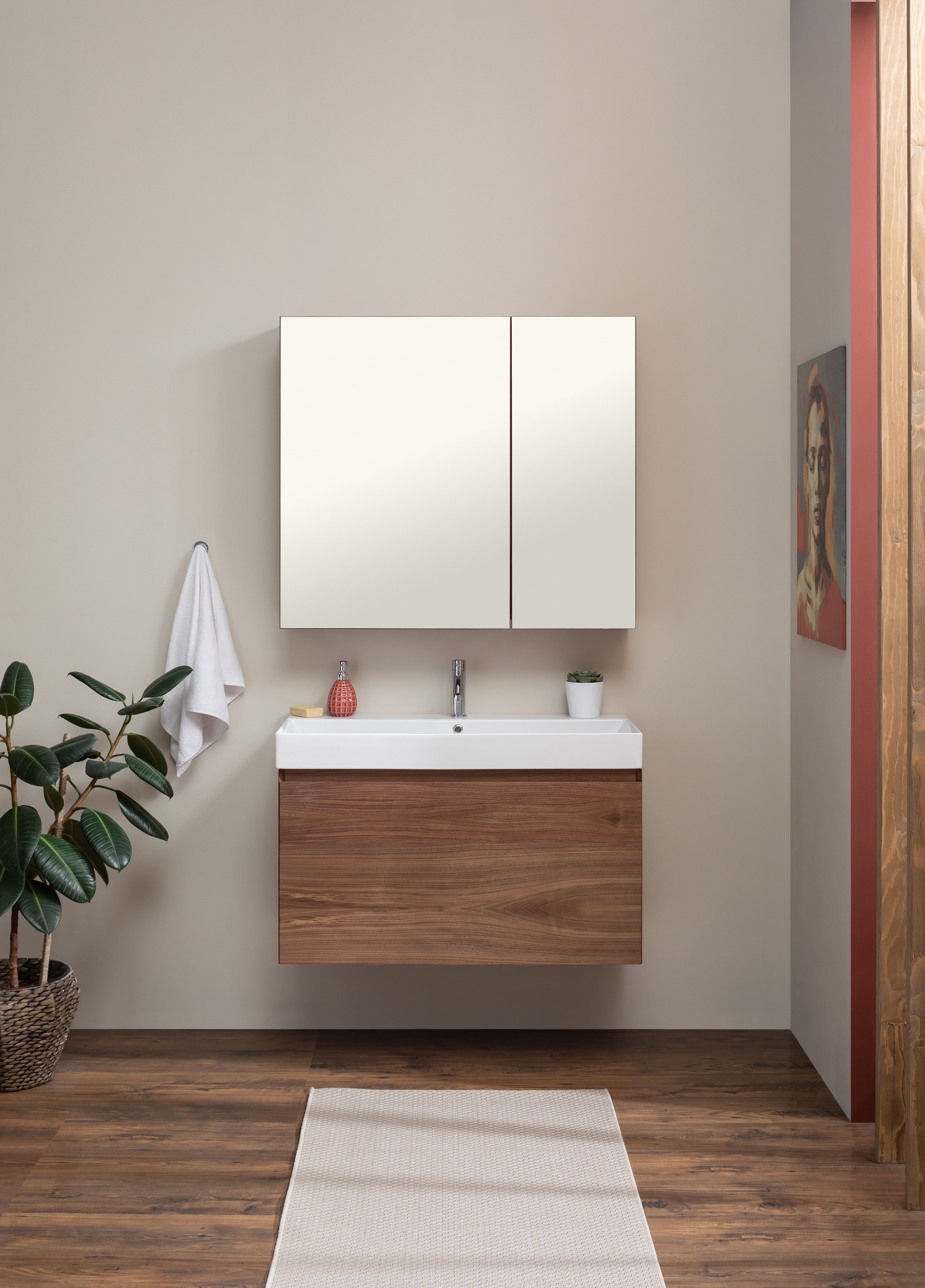 Зеркало-шкаф Aquanet Йорк 85 орех 203954 - 1