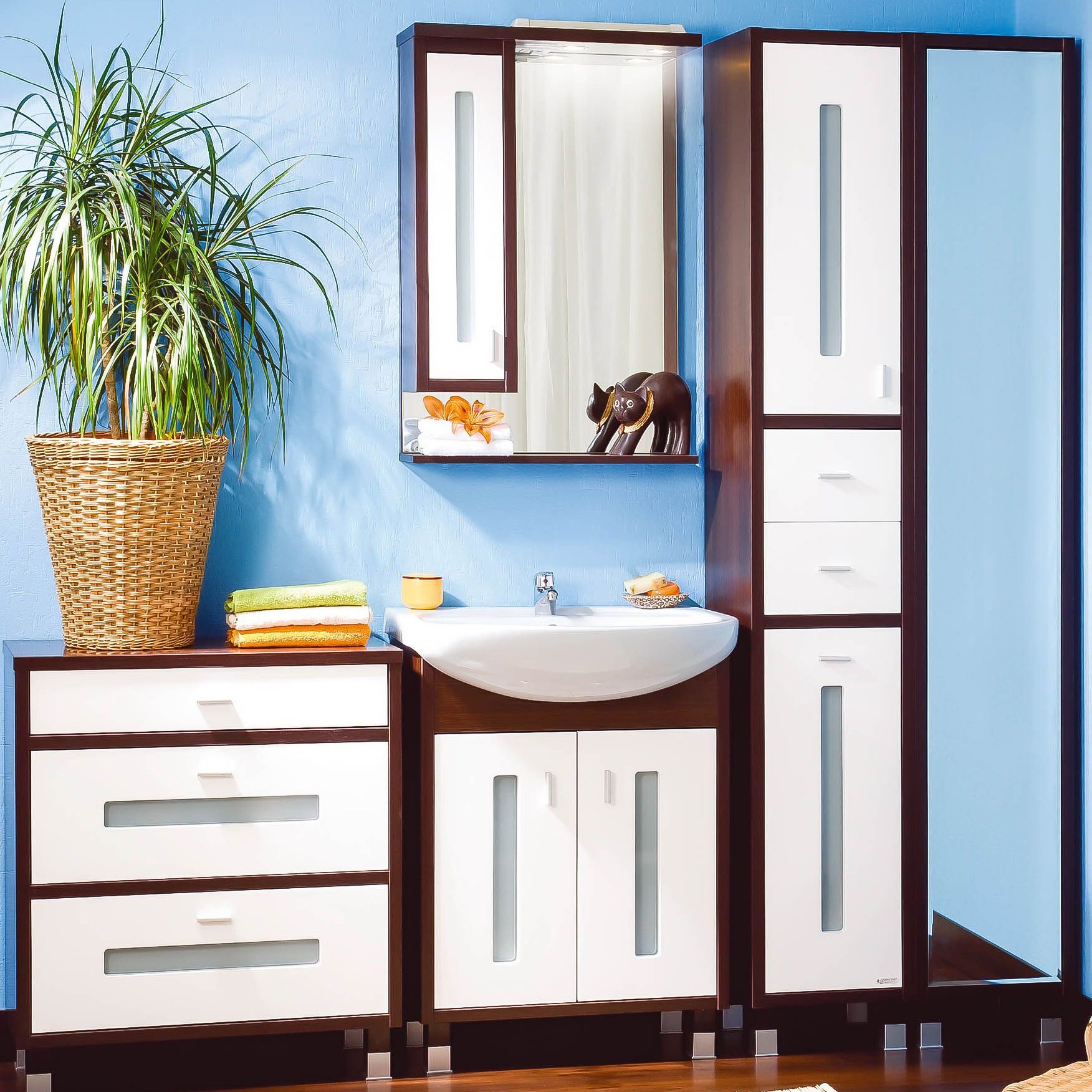 Мебель для ванной Бриклаер Бали 60 венге, белый глянец - 0