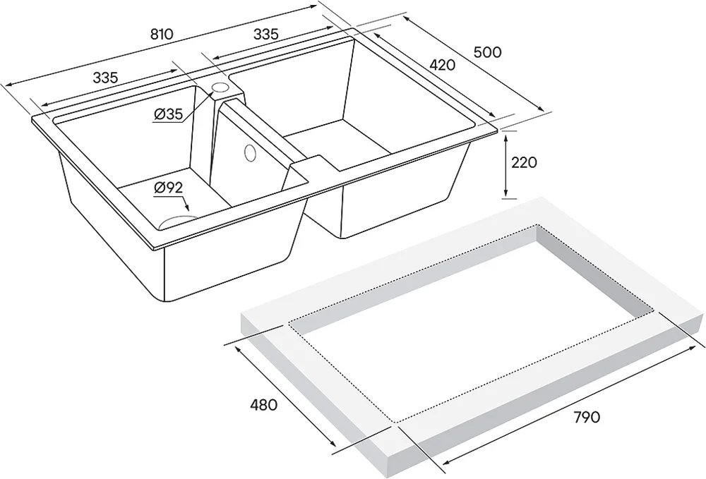 Мойка кухонная Paulmark Zwilling 81 серый матовый PM238150-GR - 3