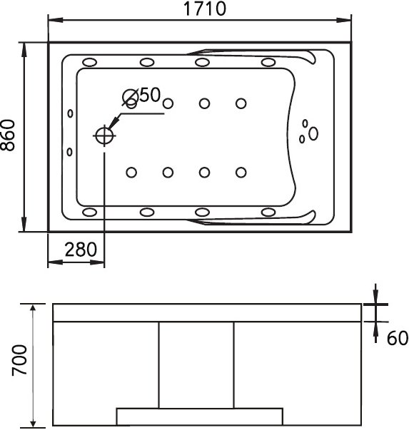 Гидромассажная ванна Gemy  171x86 см  G9066 II K L - 7