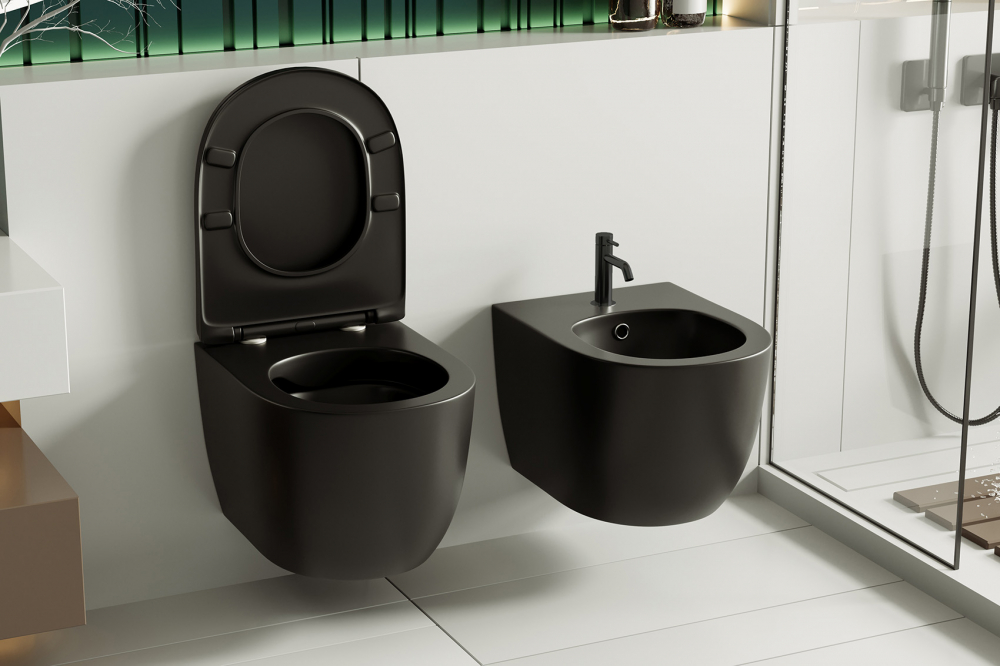 Биде подвесное Abber Bequem черный матовый AC1150MB - 5