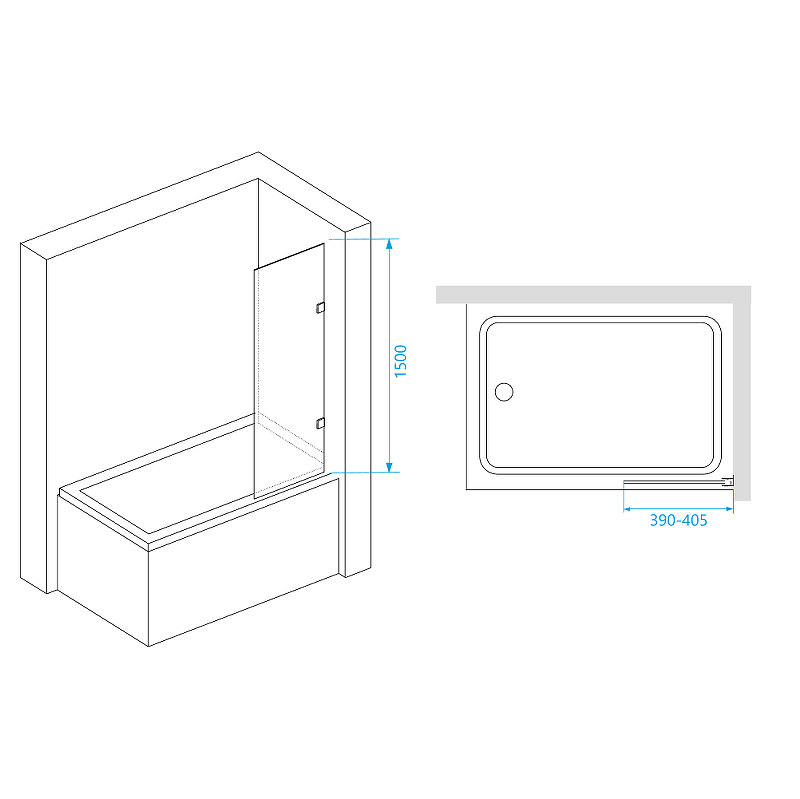 Шторка на ванну RGW Screens SC-056-2 40x150 профиль хром стекло прозрачное 3511056240-11 - 2