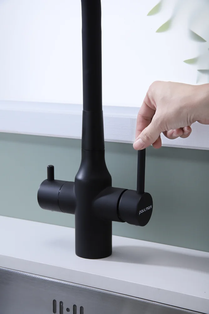 Смеситель для кухни Paulmark Salix с гибким изливом темно серый - черный матовый Sa213419-401 - 8