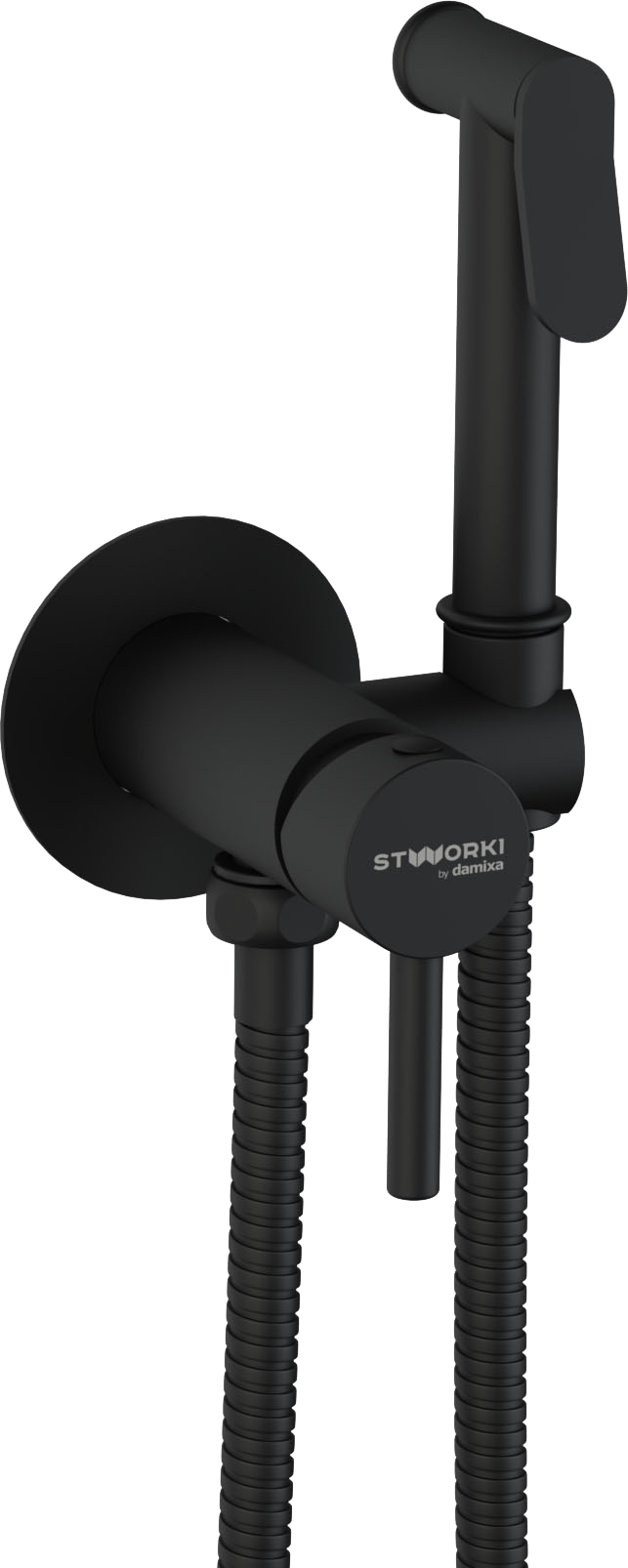 Гигиенический душ STWORKI by Damixa Хельсинки HFHS52030 со смесителем, С ВНУТРЕННЕЙ ЧАСТЬЮ, черный, встраиваемый, настенный, матовый - 0