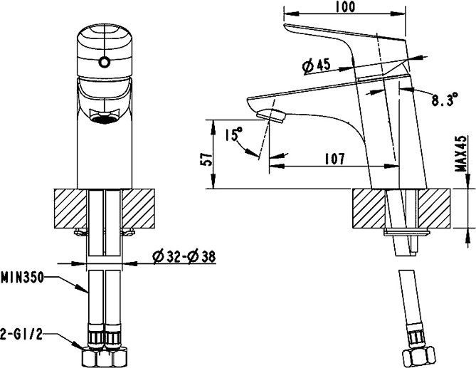 Смеситель Bravat Drop F14898C-1 для раковины - 1