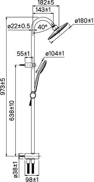 Душевой гарнитур с верхней лейкой IDDIS Zodiac  ZODSB1Fi76 - 3