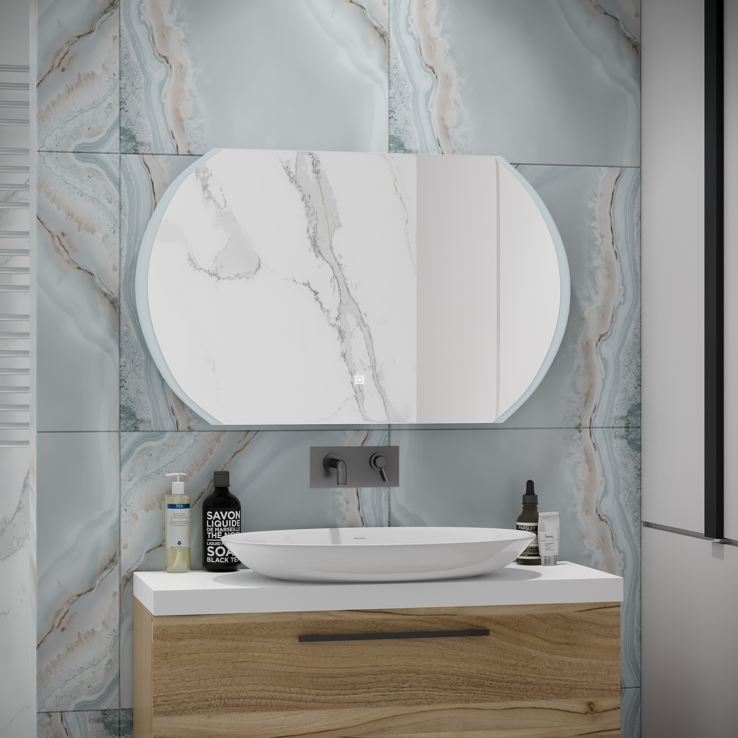 Зеркало DIWO Новгород 120 с подсветкой, овальное, с сенсорнымуправлением, настенное ЗЛП1713 - 5