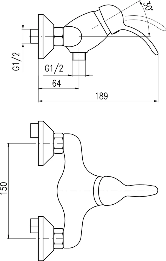 Смеситель для душа Rav Slezak Labe черный матовый - золото L081.5CMATZ - 1