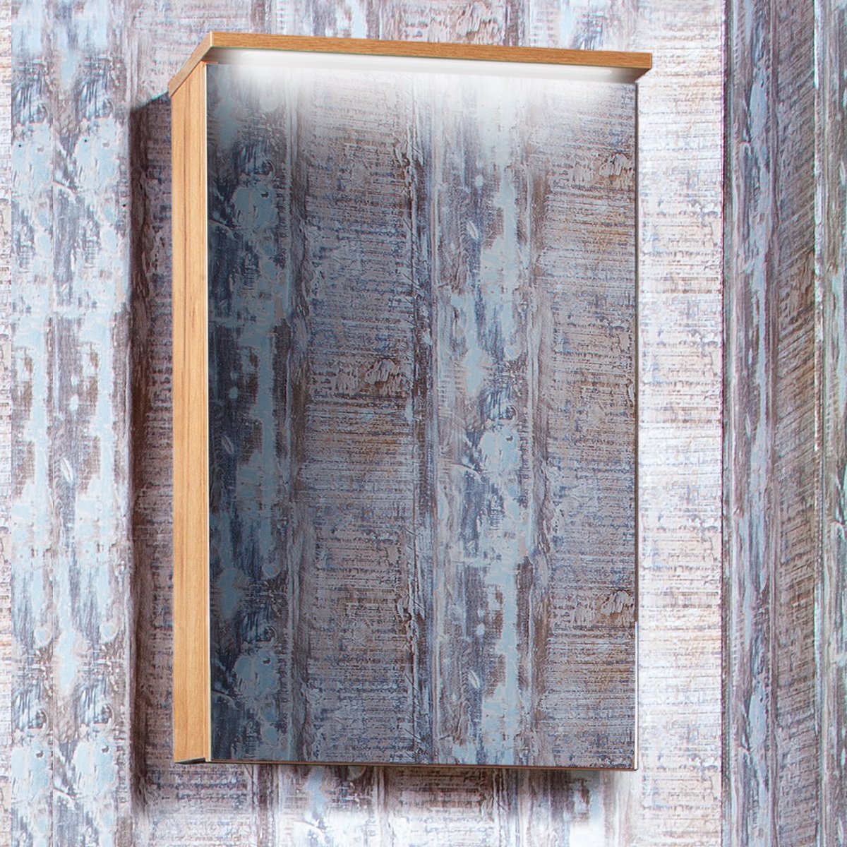 Зеркало-шкаф Бриклаер Фостер 50 R, дуб золотой, с подсветкой 4627125414701 - 0