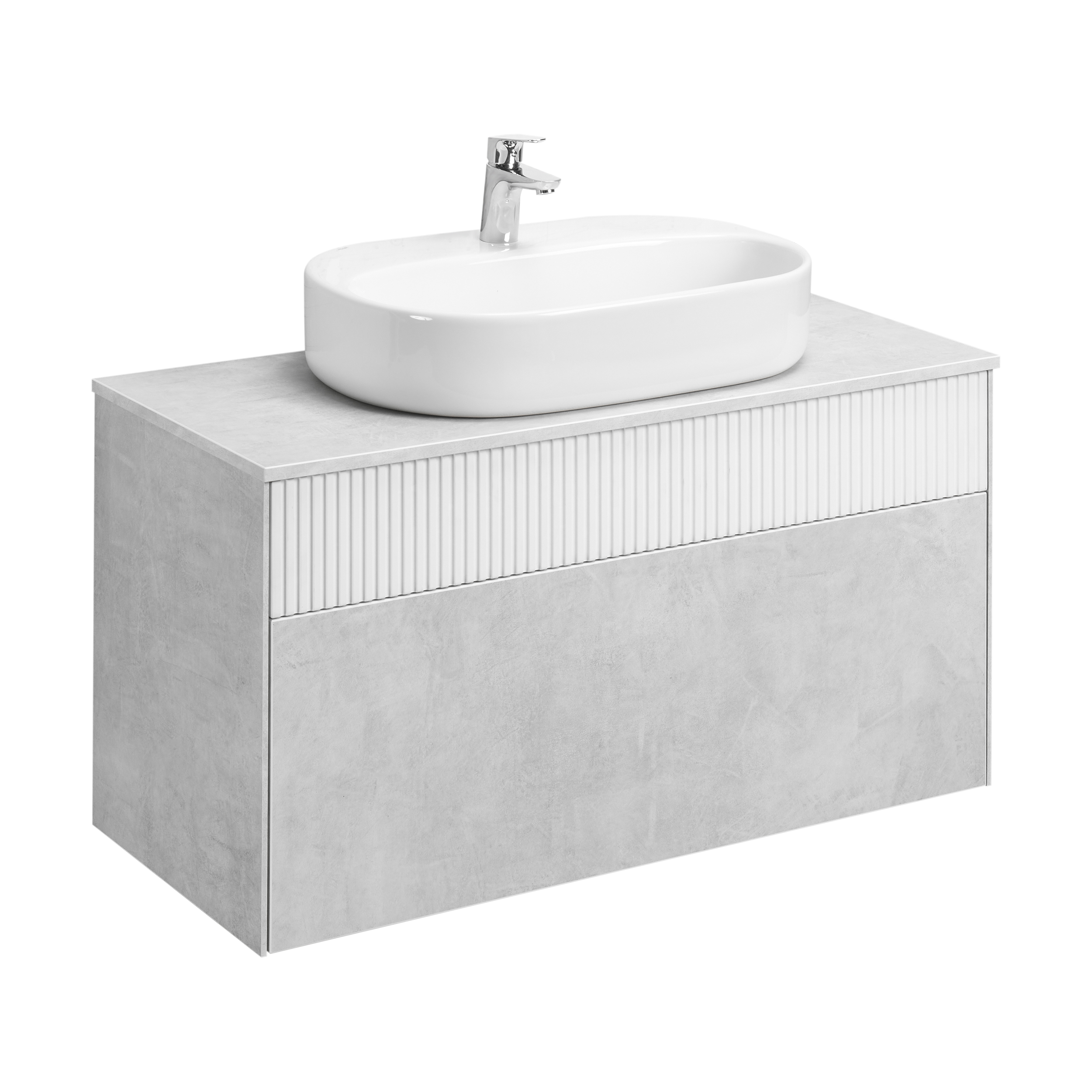 Тумба под раковину Aquaton Марбл 100 белый-серый 1A276301MH4C0 - 4