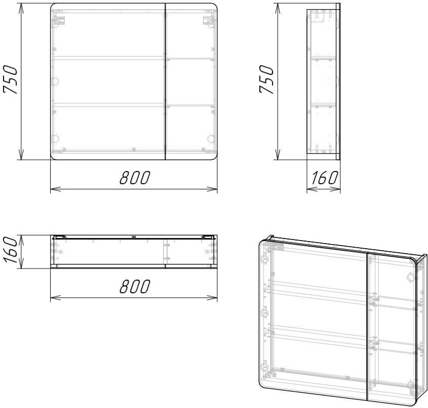 Зеркало-шкаф Grossman Талис бетон пайн 80  208009 - 4