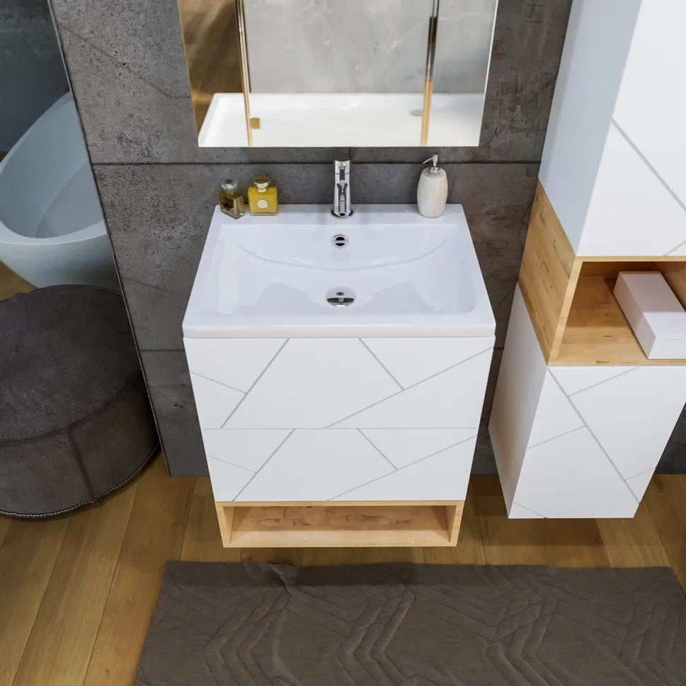 Тумба для комплекта Бриклаер Кристалл 60 белая матовая 4627125415944 - 6