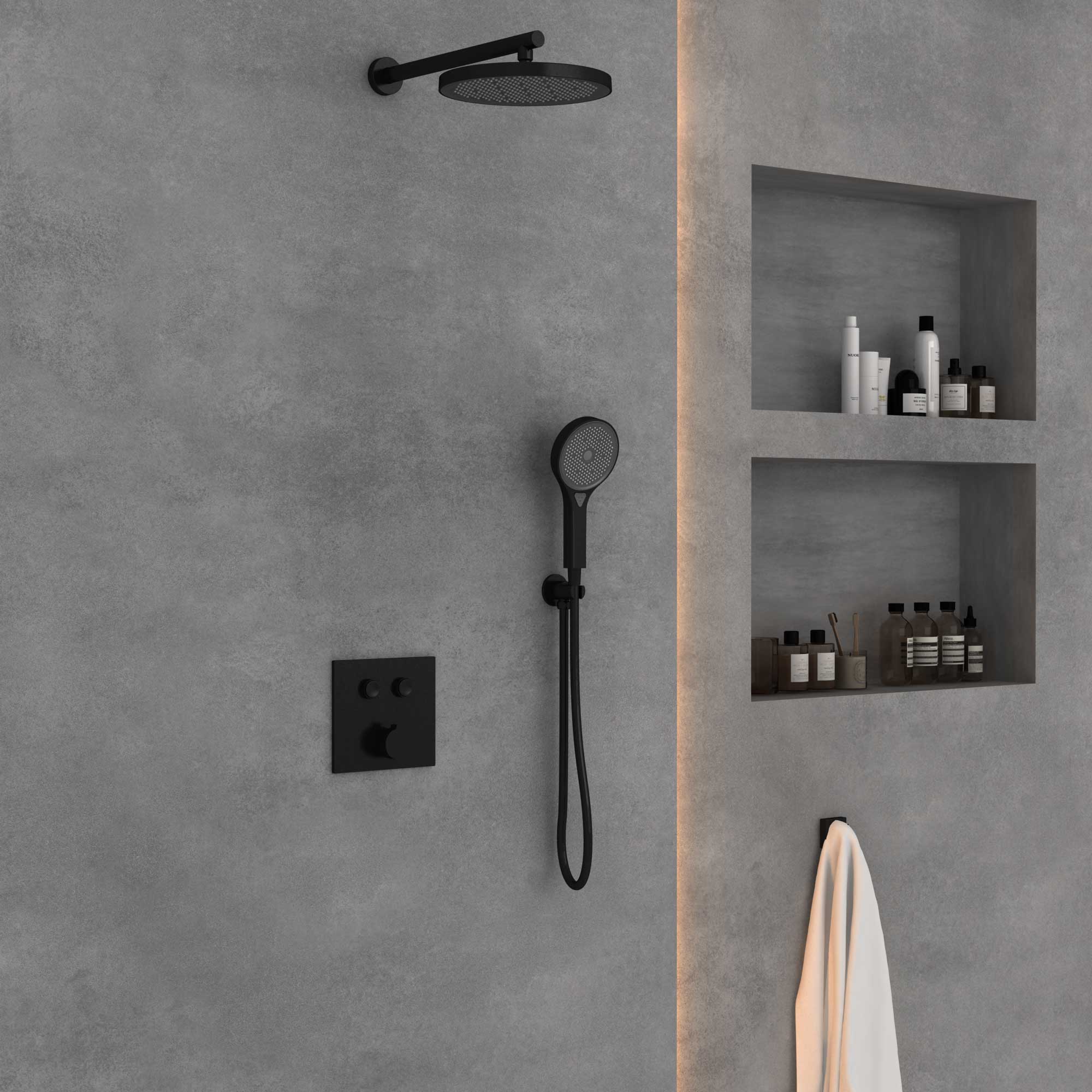 Душевой комплект Vincea с термостатом черный матовый VSFW-4212MB - 2