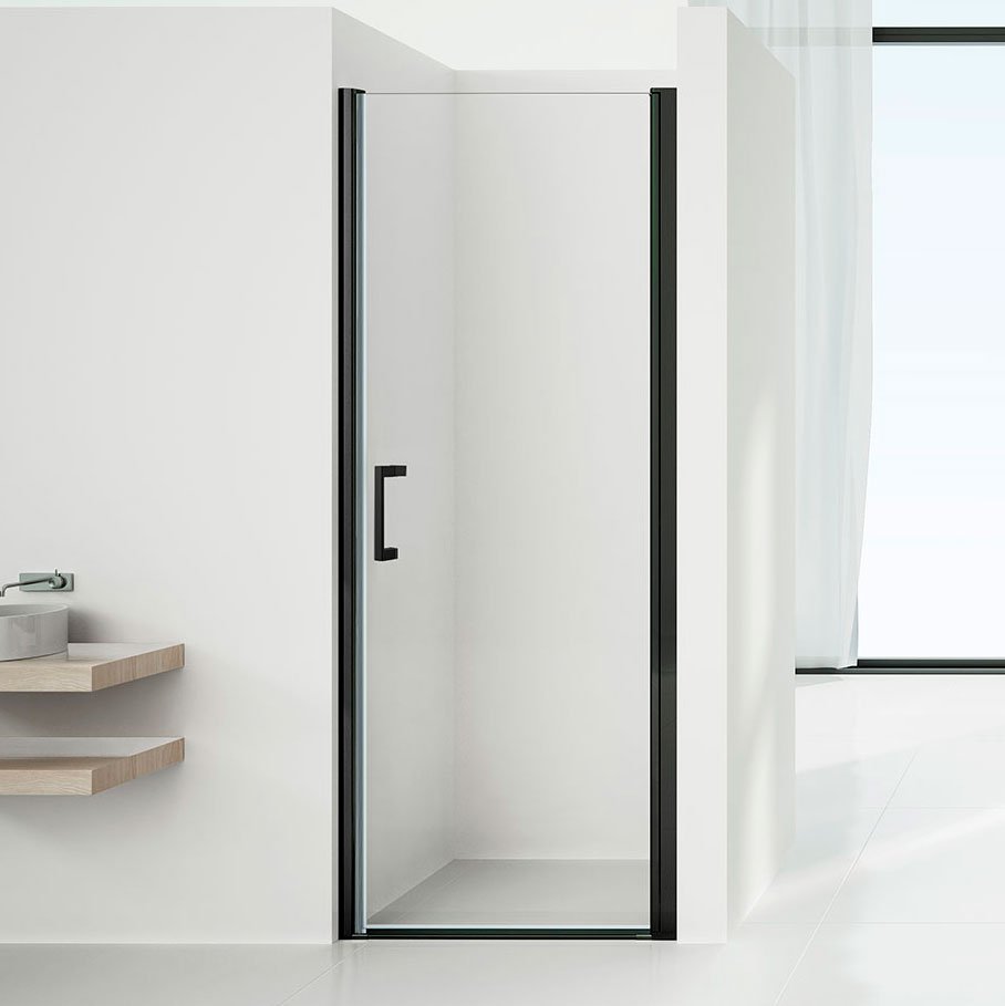 Душевая дверь в нишу Vincea Orta VPP-1O800CLB 80 см, профиль черный, стекло прозрачное - 0
