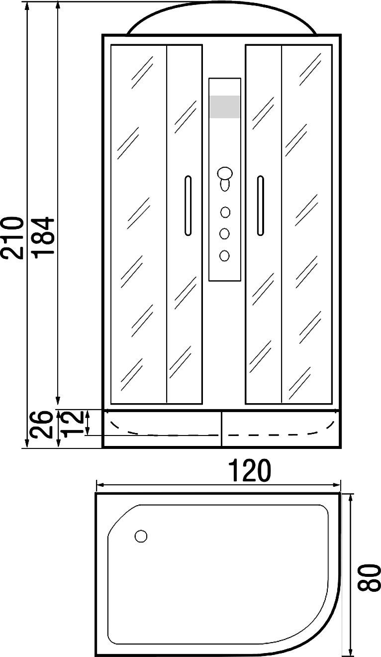 Душевая кабина с поддоном River Dunay 120/80/24 TH L  10000002109 - 2