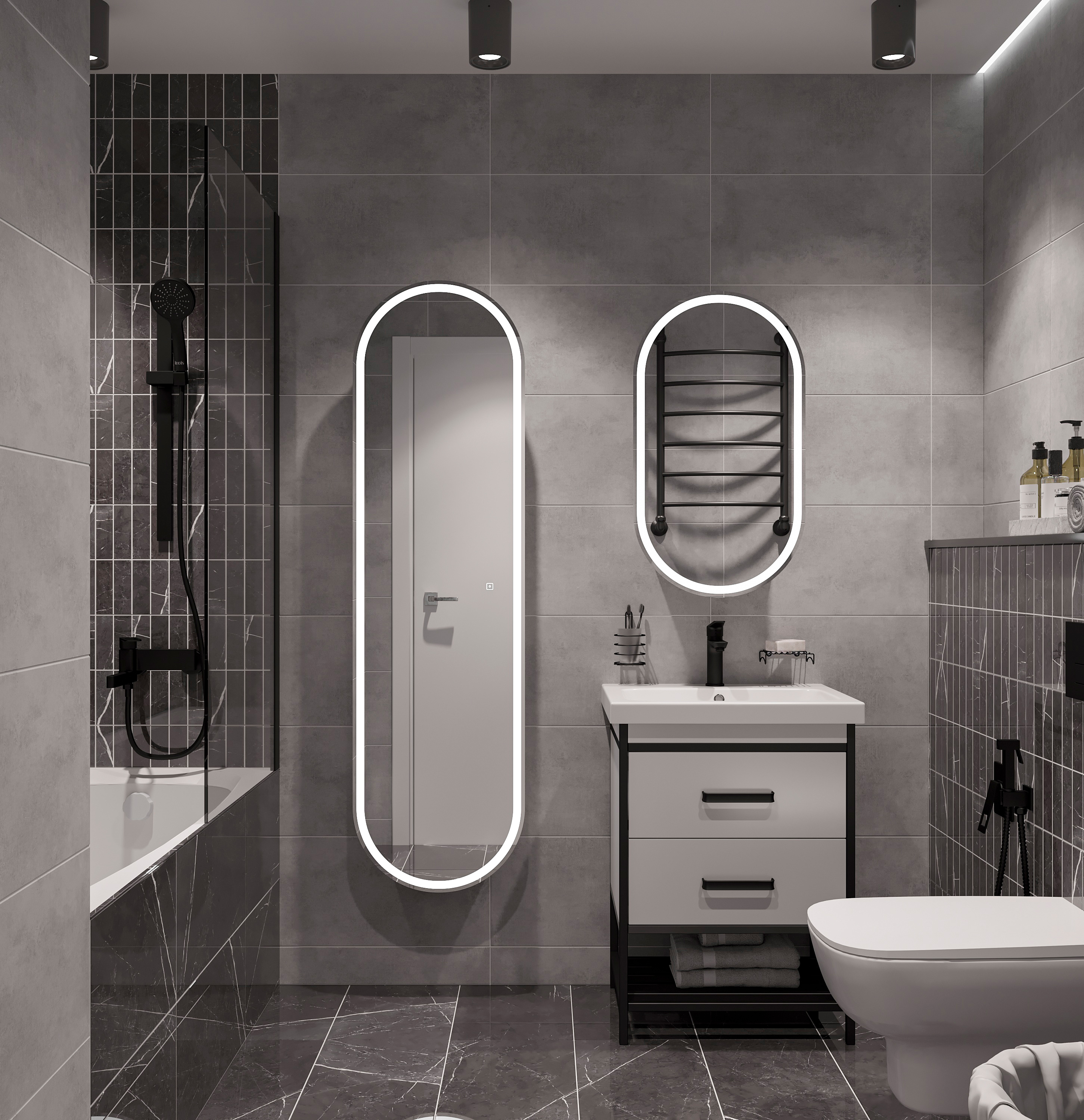 Шкаф-пенал STWORKI Мальмё МВК075 45, с подсветкой, белый - 3